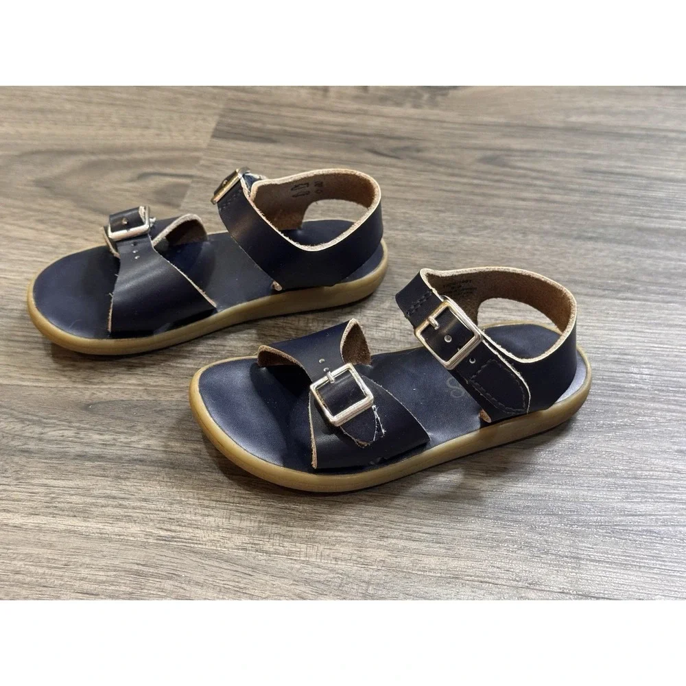 FootMates Tide Sandals 8 Toddler Navy Leather Classic Preppy Summer Beach